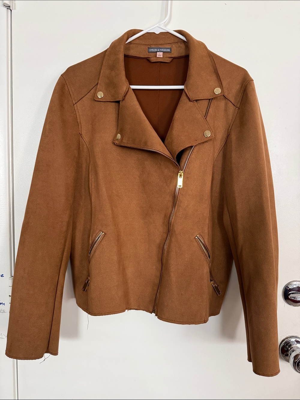 Chelsea & Theodore Brown Suede Moto Jacket